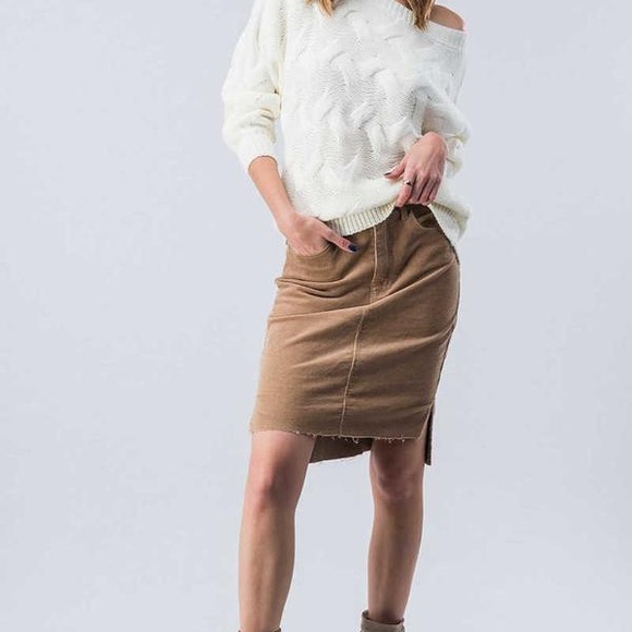 Camel/Tan Corduroy Pencil Skirt - Picture 3 of 3